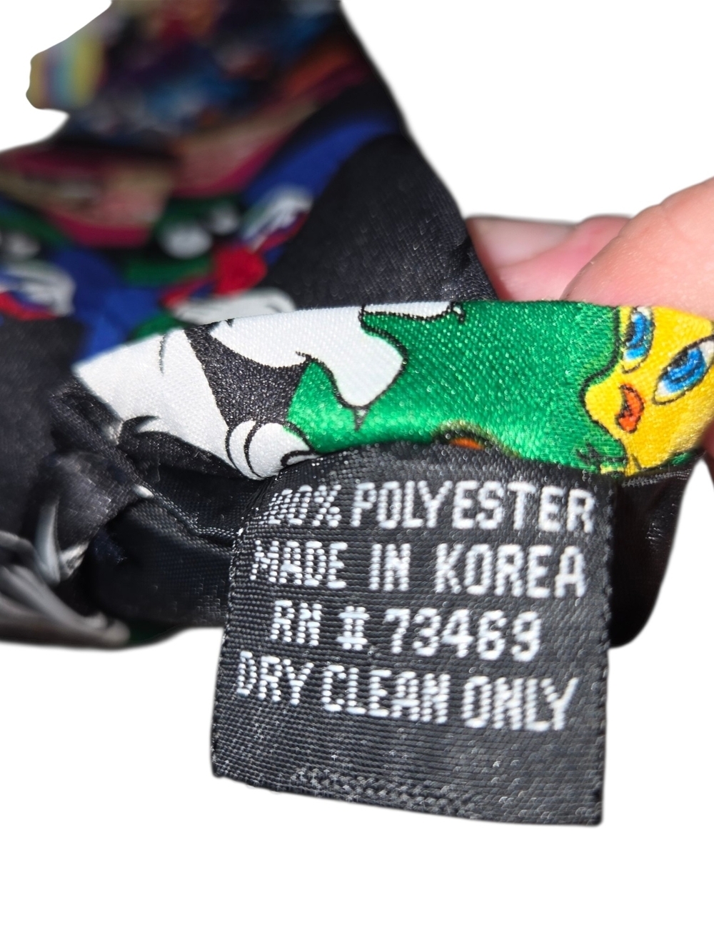 Warner Bros. Looney Tunes Character Black Tie with Multi-Color Panels - Picture 3 of 9